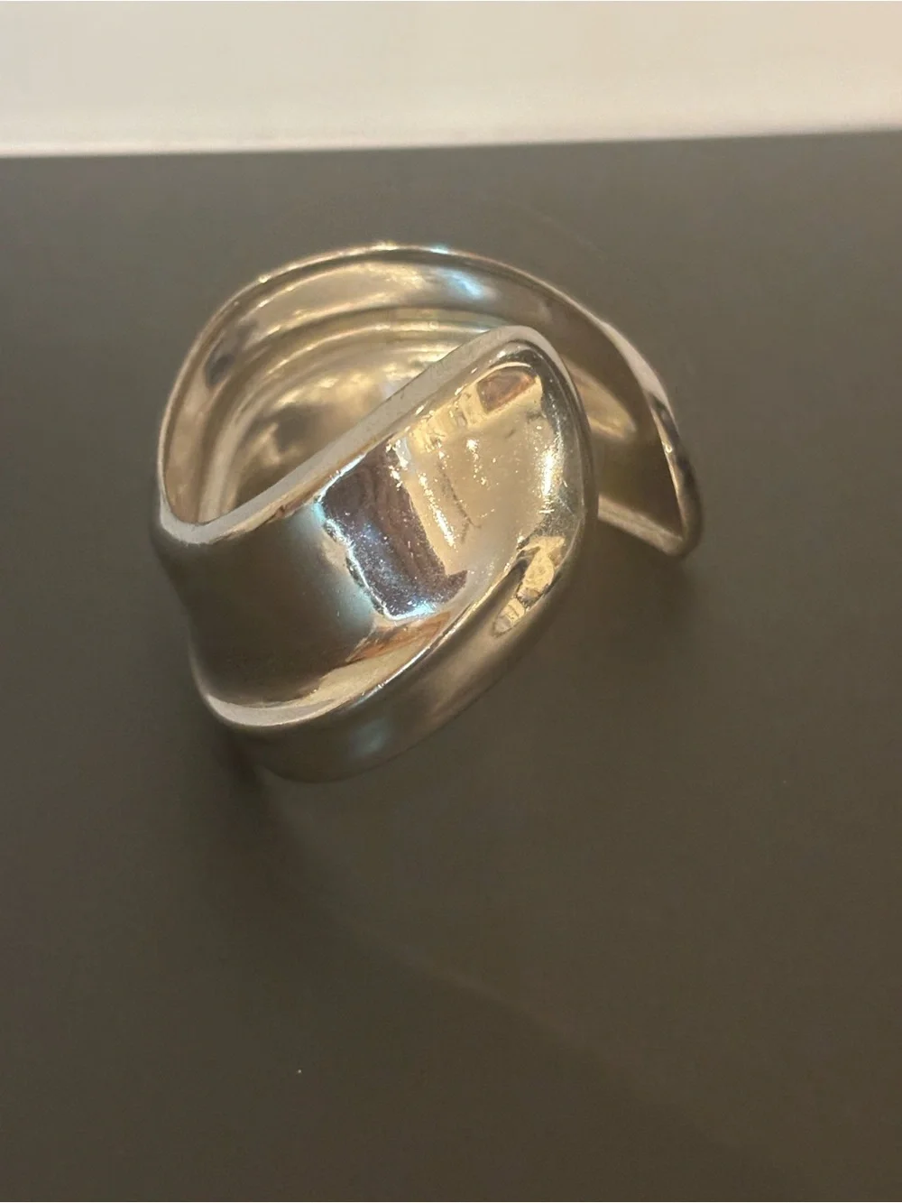 Vintage Napier Modernist Silver Tone Wave Cuff Bracelet Sculptural 70’s/80’s